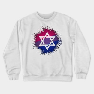 Paint Splatter Bisexual Pride Star of David Symbol Crewneck Sweatshirt